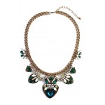 Larken Green Art Deco Crystal Encrusted Bib Necklace